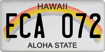 HI license plate ECA072