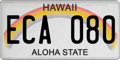 HI license plate ECA080