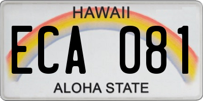 HI license plate ECA081