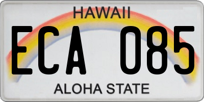 HI license plate ECA085