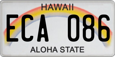 HI license plate ECA086