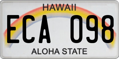 HI license plate ECA098