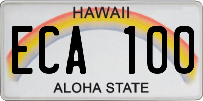HI license plate ECA100