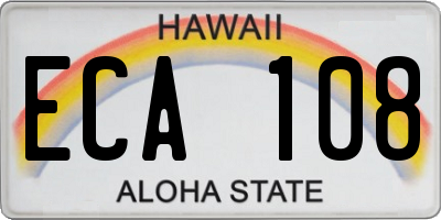 HI license plate ECA108
