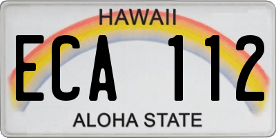 HI license plate ECA112