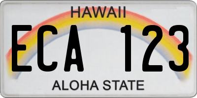 HI license plate ECA123