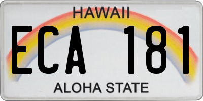 HI license plate ECA181