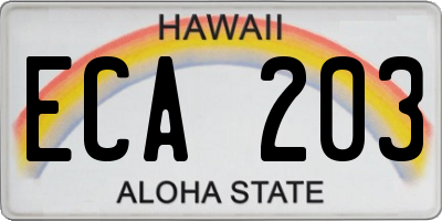 HI license plate ECA203