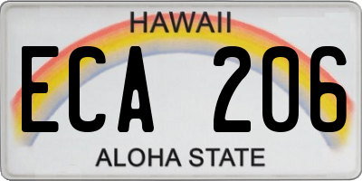 HI license plate ECA206