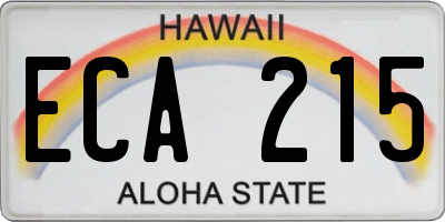 HI license plate ECA215