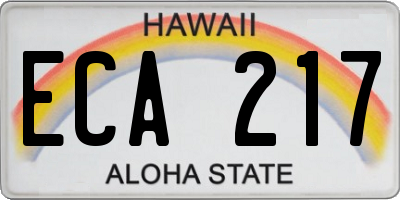 HI license plate ECA217