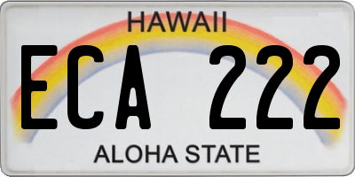 HI license plate ECA222