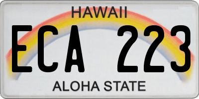 HI license plate ECA223