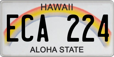 HI license plate ECA224