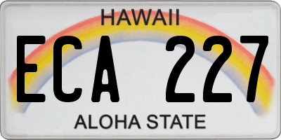 HI license plate ECA227