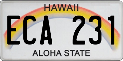 HI license plate ECA231