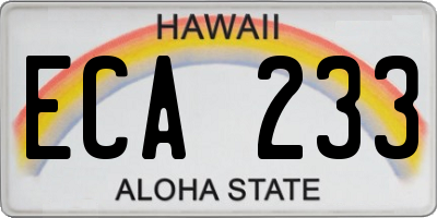 HI license plate ECA233
