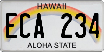 HI license plate ECA234