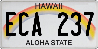 HI license plate ECA237