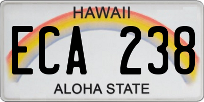 HI license plate ECA238