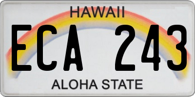 HI license plate ECA243