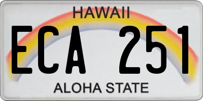 HI license plate ECA251