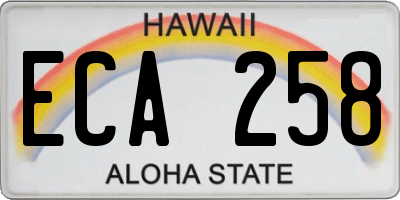 HI license plate ECA258