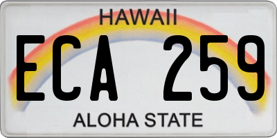 HI license plate ECA259