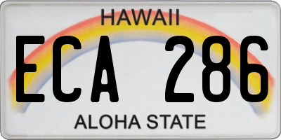 HI license plate ECA286