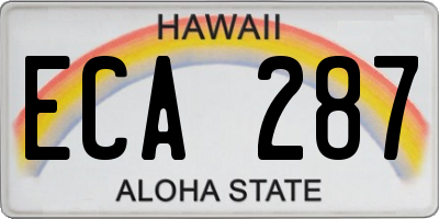 HI license plate ECA287