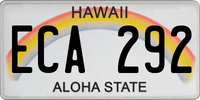 HI license plate ECA292