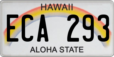 HI license plate ECA293