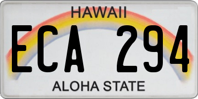 HI license plate ECA294