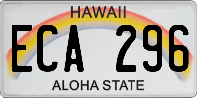 HI license plate ECA296