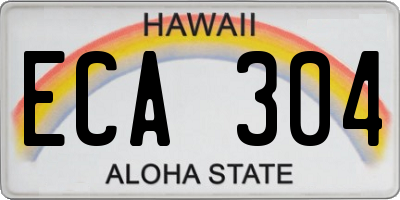 HI license plate ECA304
