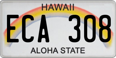 HI license plate ECA308