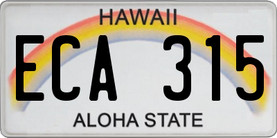 HI license plate ECA315