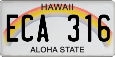 HI license plate ECA316
