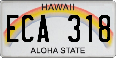 HI license plate ECA318