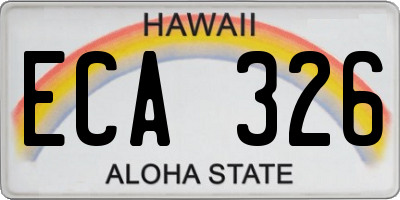 HI license plate ECA326