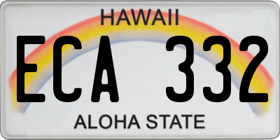 HI license plate ECA332