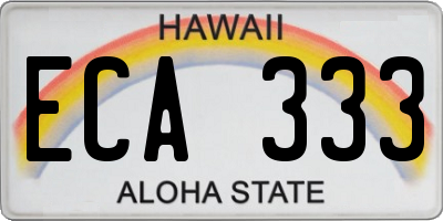HI license plate ECA333