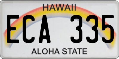HI license plate ECA335