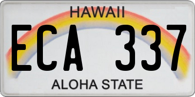 HI license plate ECA337