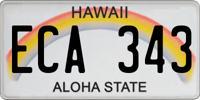 HI license plate ECA343