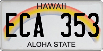 HI license plate ECA353