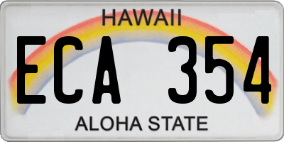 HI license plate ECA354