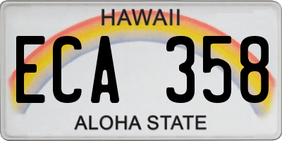 HI license plate ECA358