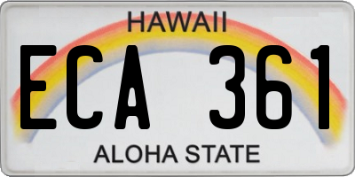 HI license plate ECA361