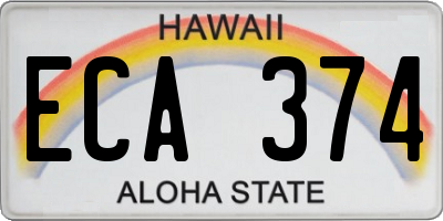 HI license plate ECA374